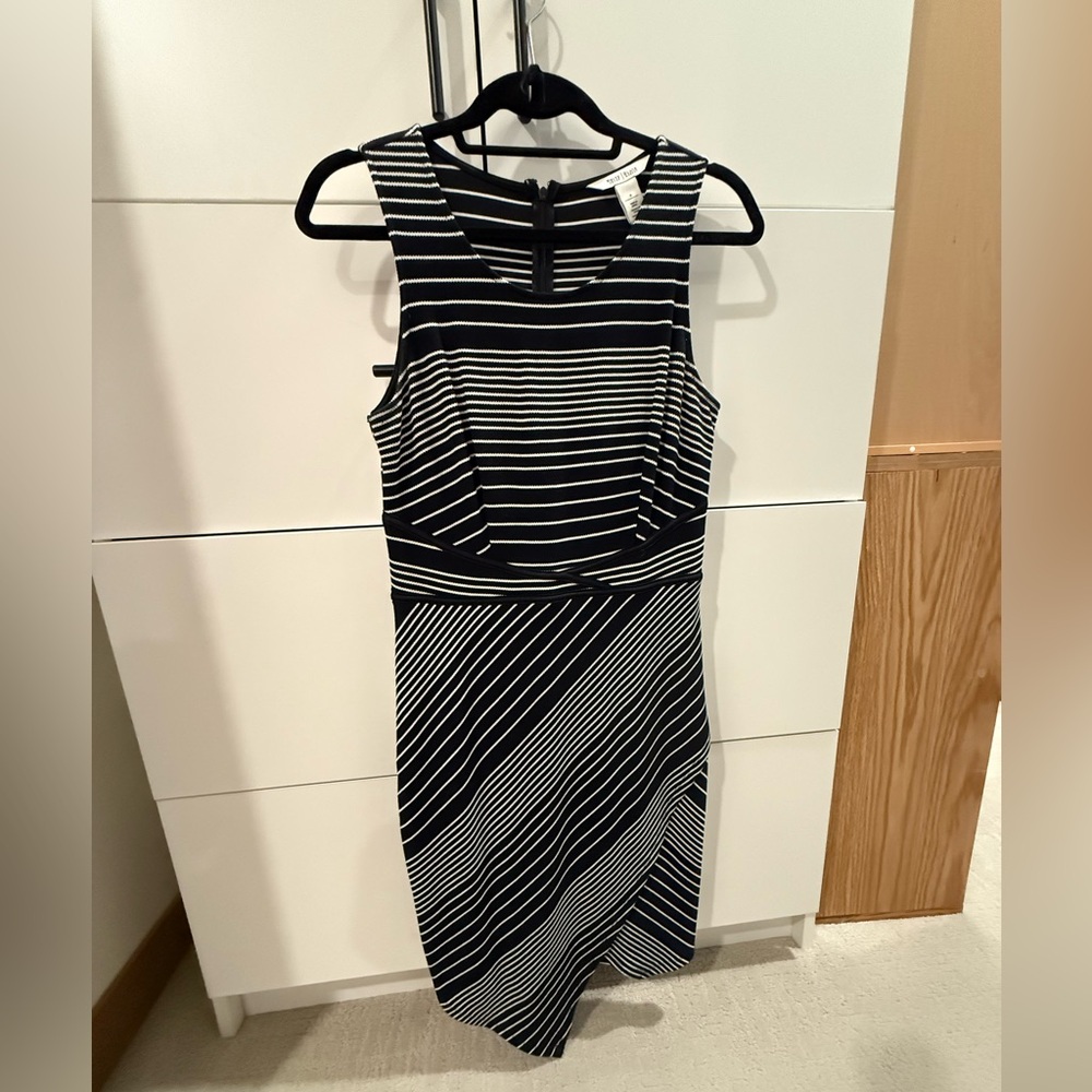 White House Black Market Black and Gray Halter Sheath Dress